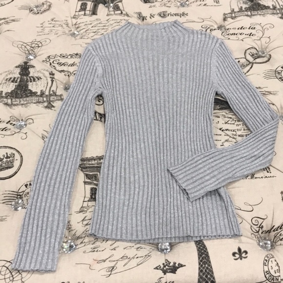 Court & Rowe Metallic Mock Neck Ribbed Sweater - Picture 6 of 6